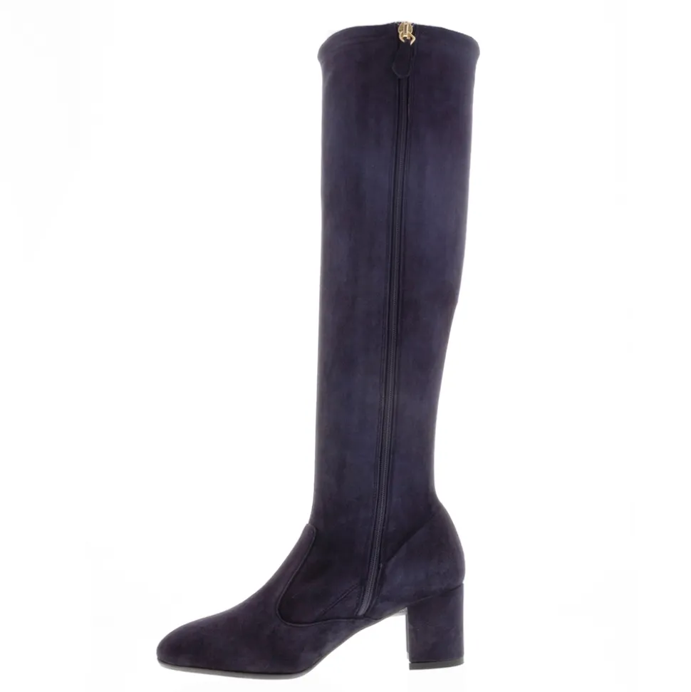 Mimosa Navy Italian Suede Knee High Boots