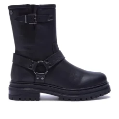 Molize Black Leather Ankle Boots