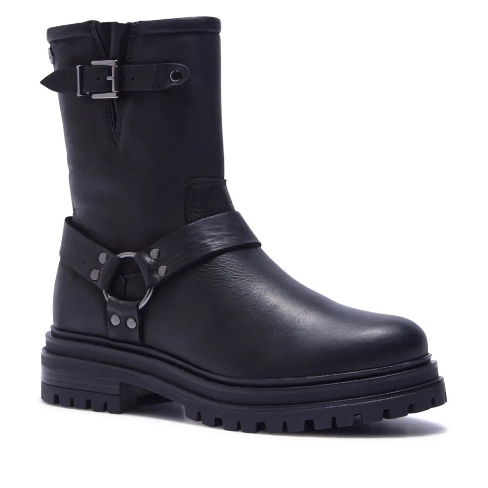 Molize Black Leather Ankle Boots