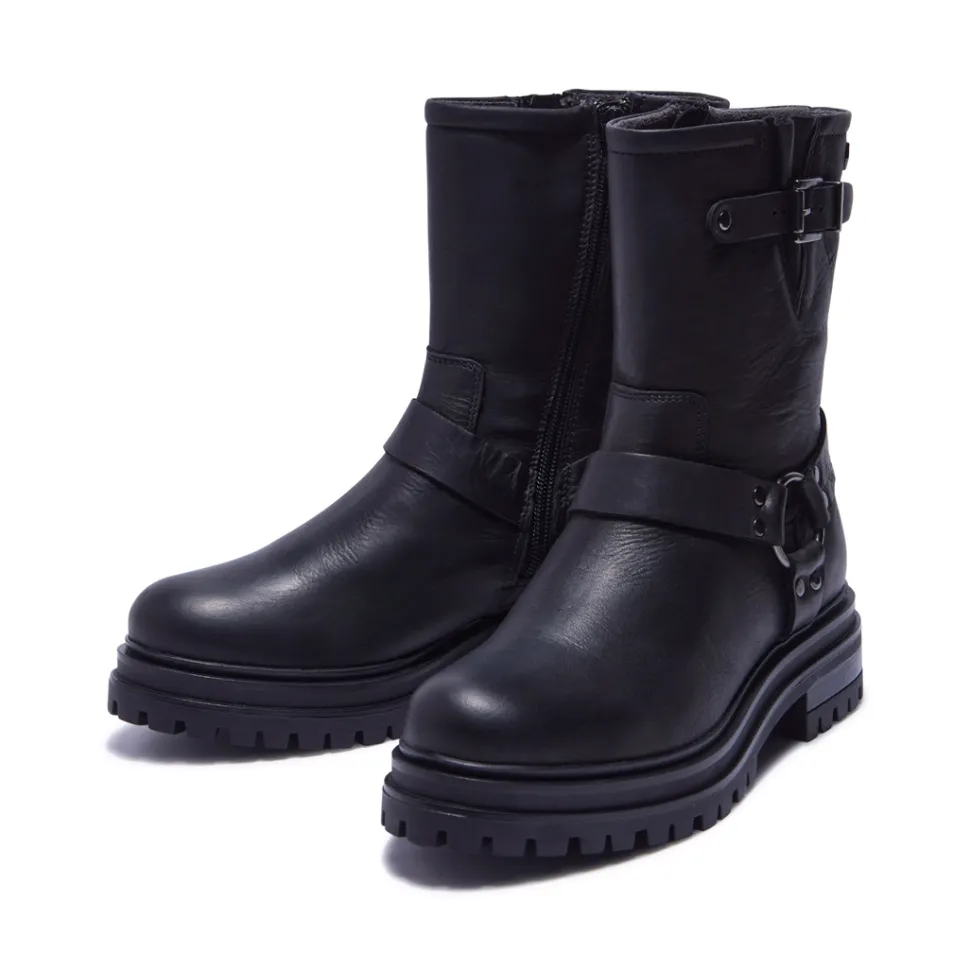 Molize Black Leather Ankle Boots