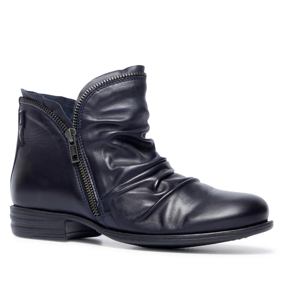 Natalia Navy Leather Ankle Boots