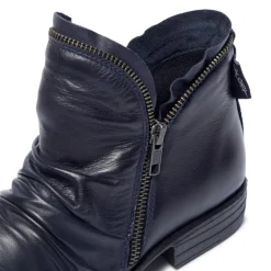 Natalia Navy Leather Ankle Boots