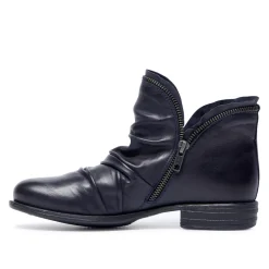 Natalia Navy Leather Ankle Boots