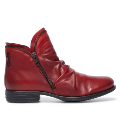 Natalia Red Leather Ankle Boots