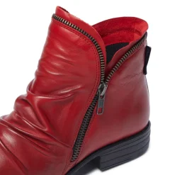 Natalia Red Leather Ankle Boots