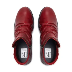 Natalia Red Leather Ankle Boots