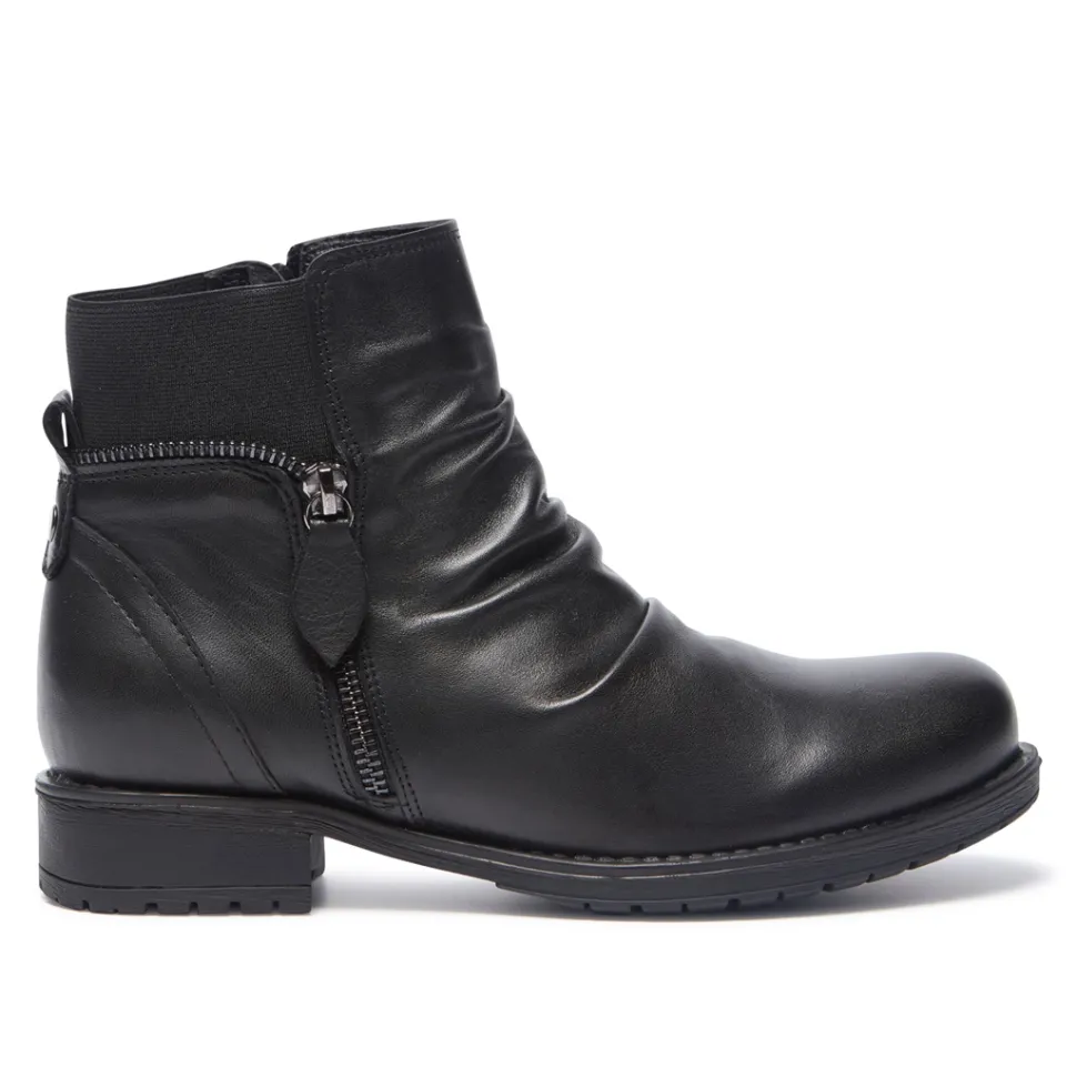 Nataria Black Leather Ankle Boots