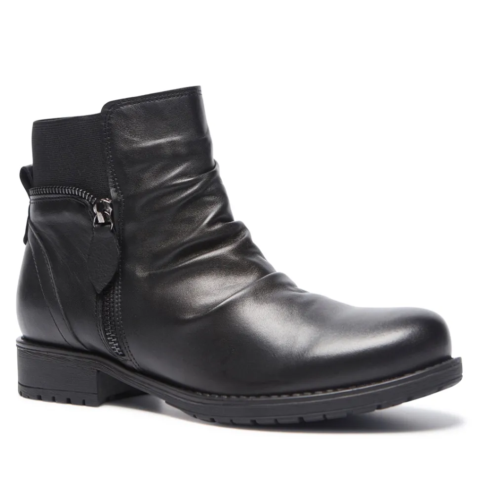 Nataria Black Leather Ankle Boots