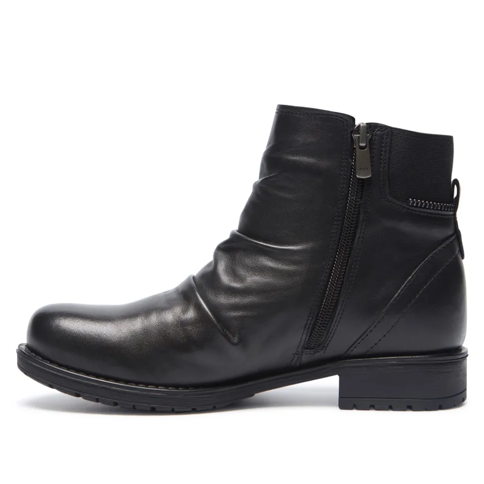 Nataria Black Leather Ankle Boots