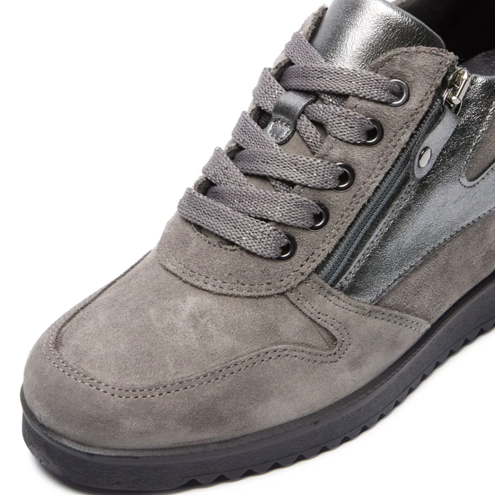 Nemoli Grey Leather Trainers