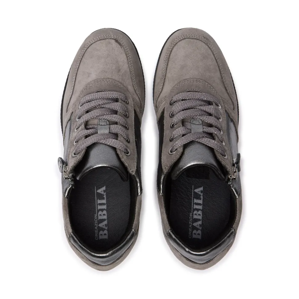 Nemoli Grey Leather Trainers