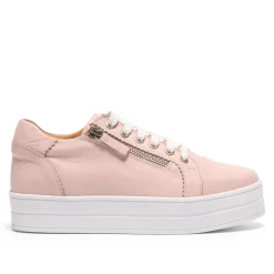 Norina Blush Leather Platform Trainers