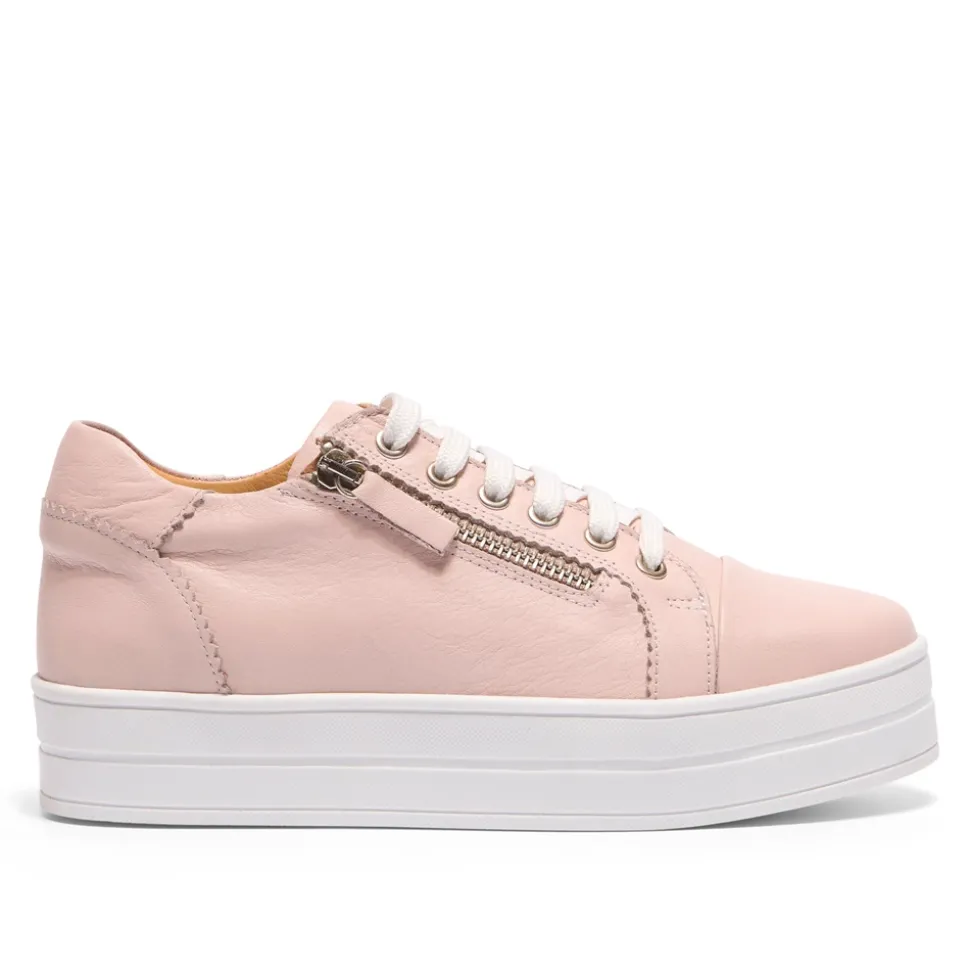 Norina Blush Leather Platform Trainers