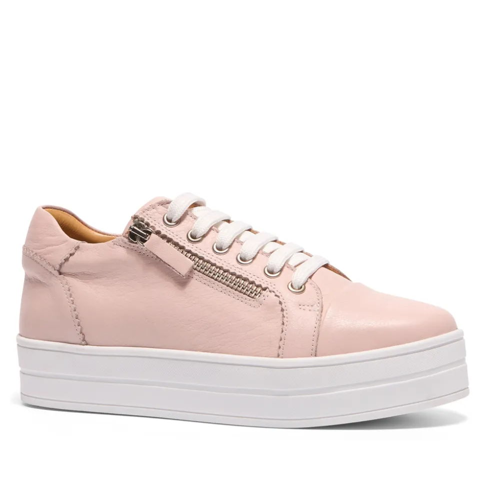 Norina Blush Leather Platform Trainers