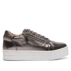 Norina Silver Leather Platform Trainers