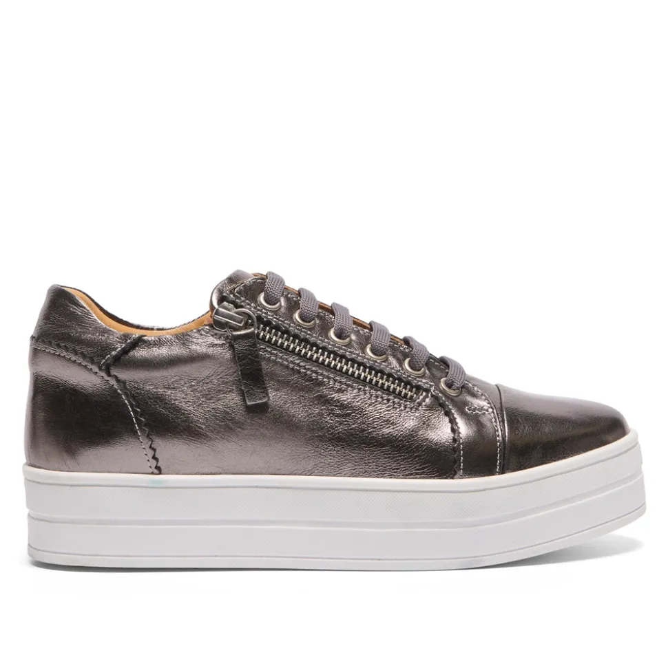 Norina Silver Leather Platform Trainers