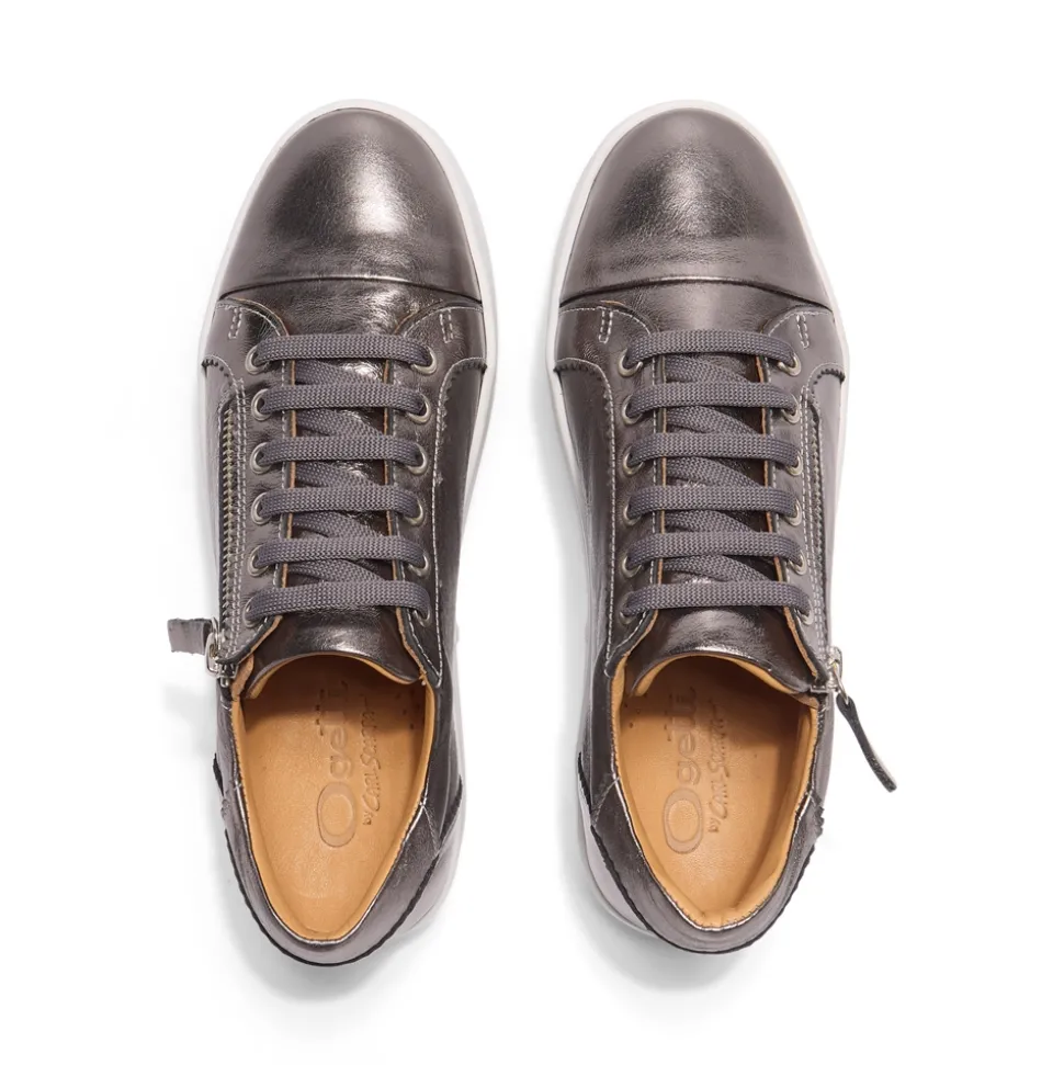 Norina Silver Leather Platform Trainers