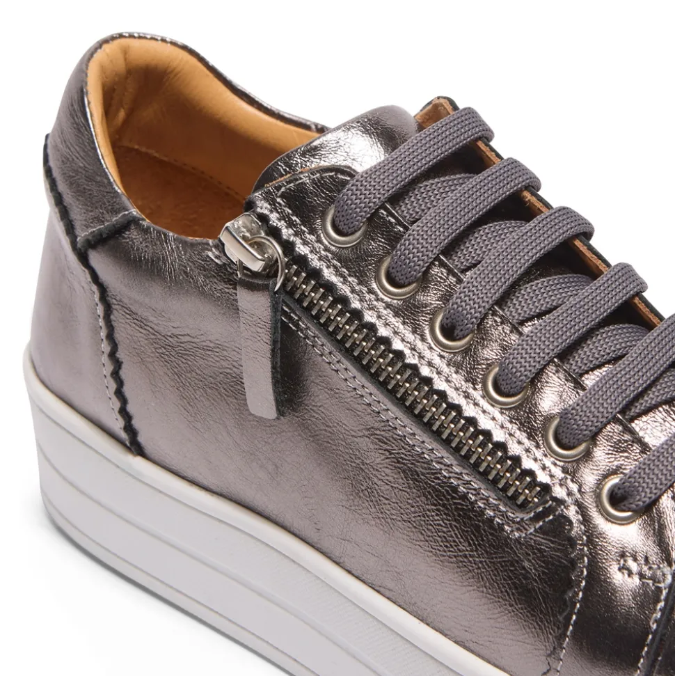 Norina Silver Leather Platform Trainers