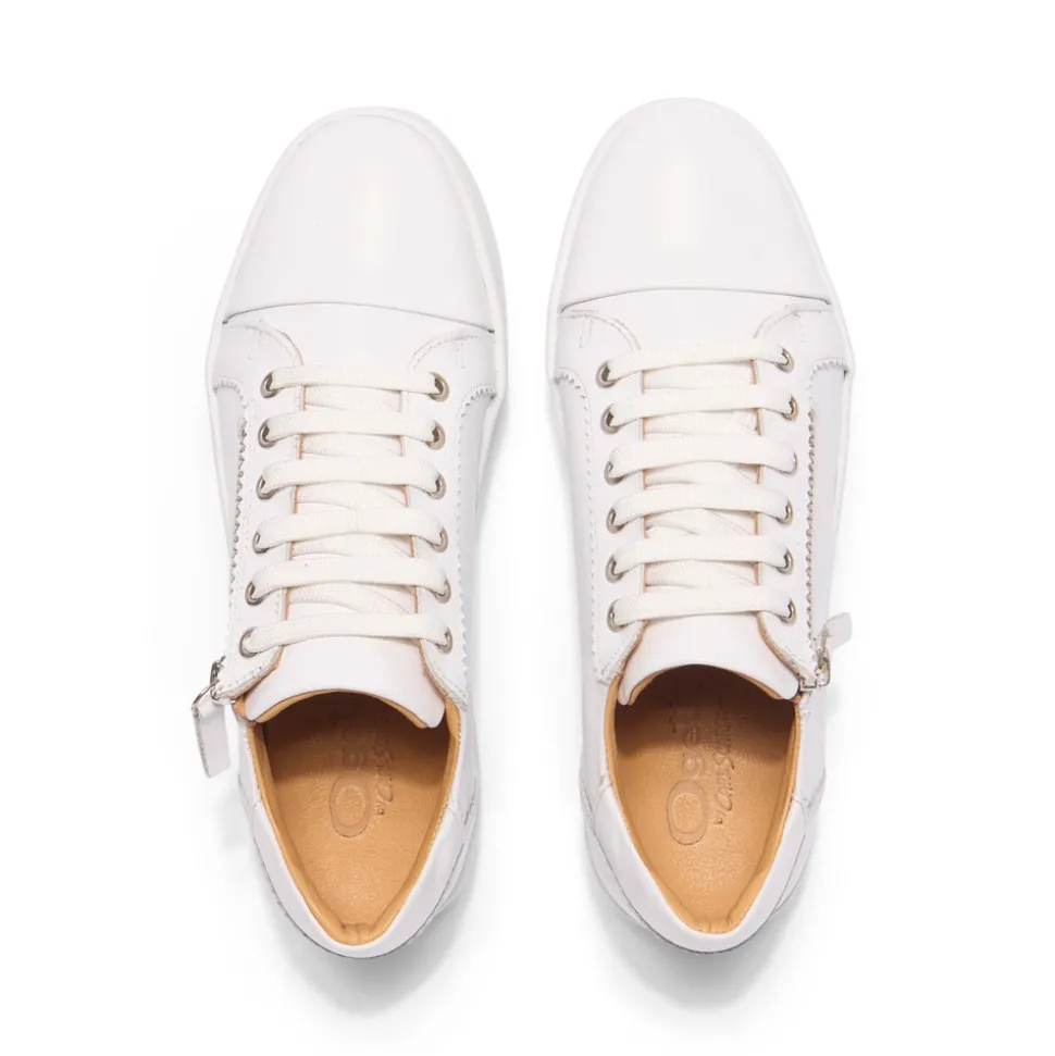 Norina White Leather Platform Trainers