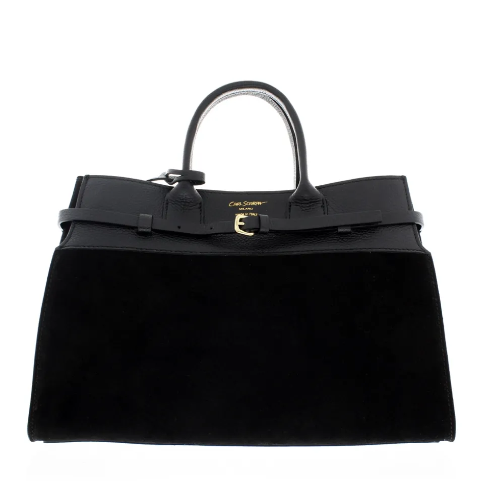 Obarini Black Italian Suede Box Bag