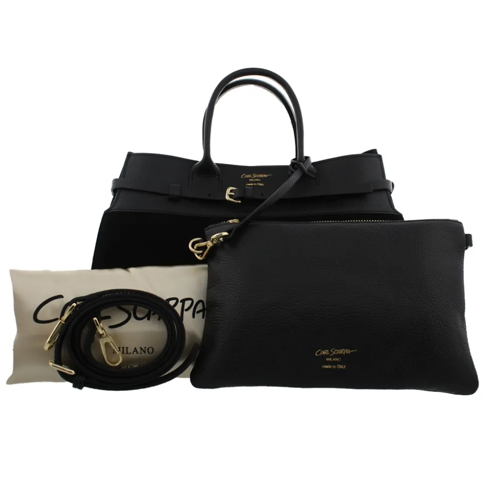 Obarini Black Italian Suede Box Bag