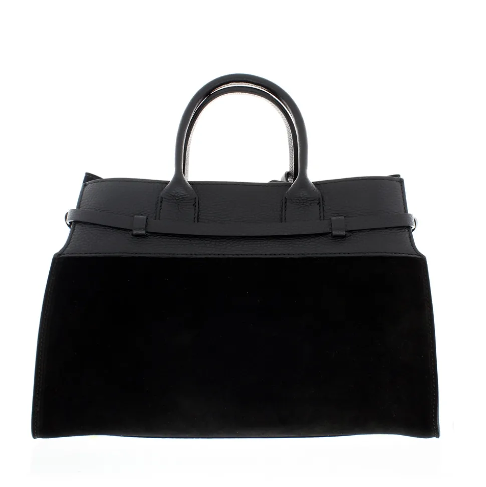 Obarini Black Italian Suede Box Bag