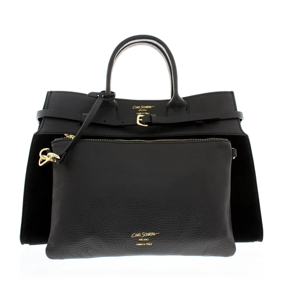 Obarini Black Italian Suede Box Bag