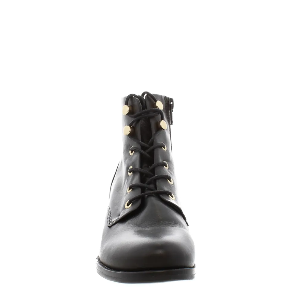 Ocean Black Leather Lace Up Ankle Boots