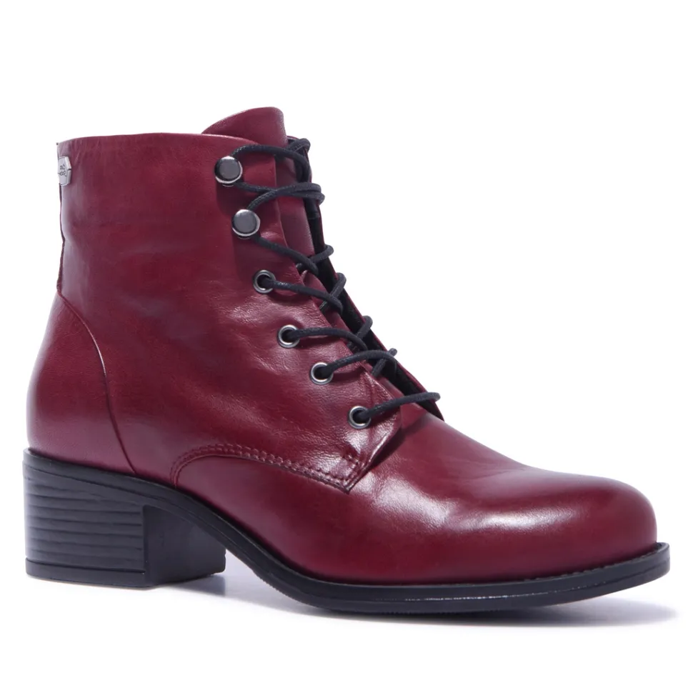 Ocean Bordo Leather Ankle Boots