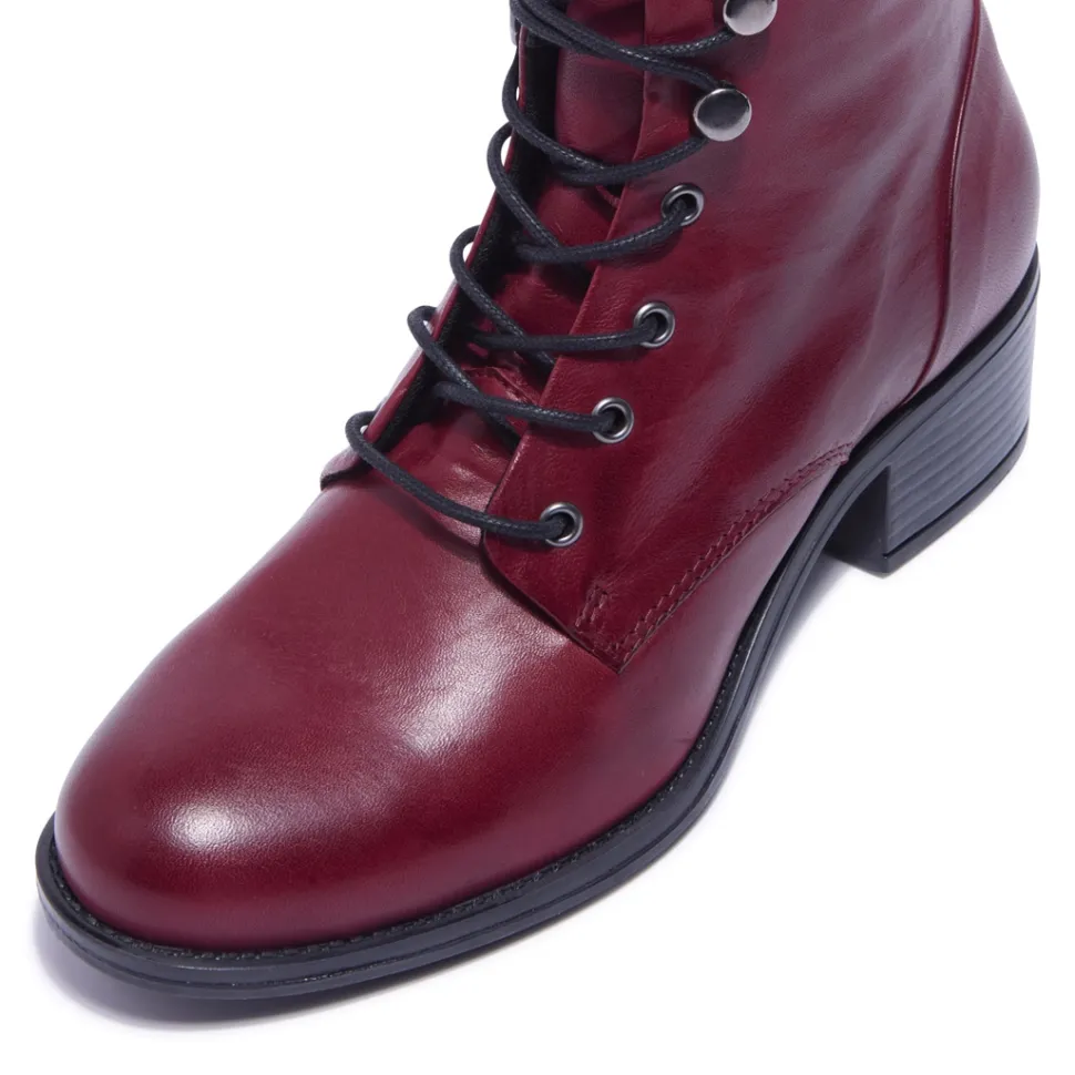 Ocean Bordo Leather Ankle Boots