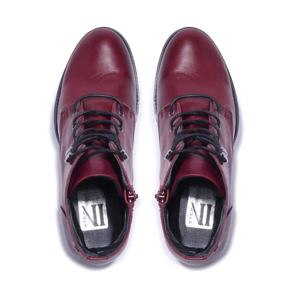 Ocean Bordo Leather Ankle Boots