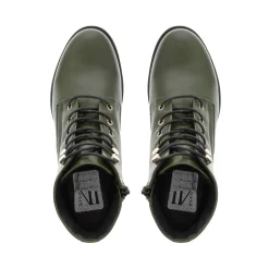Ocean Green Leather Lace Up Ankle Boots