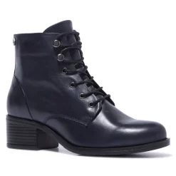 Ocean Navy Leather Ankle Boots