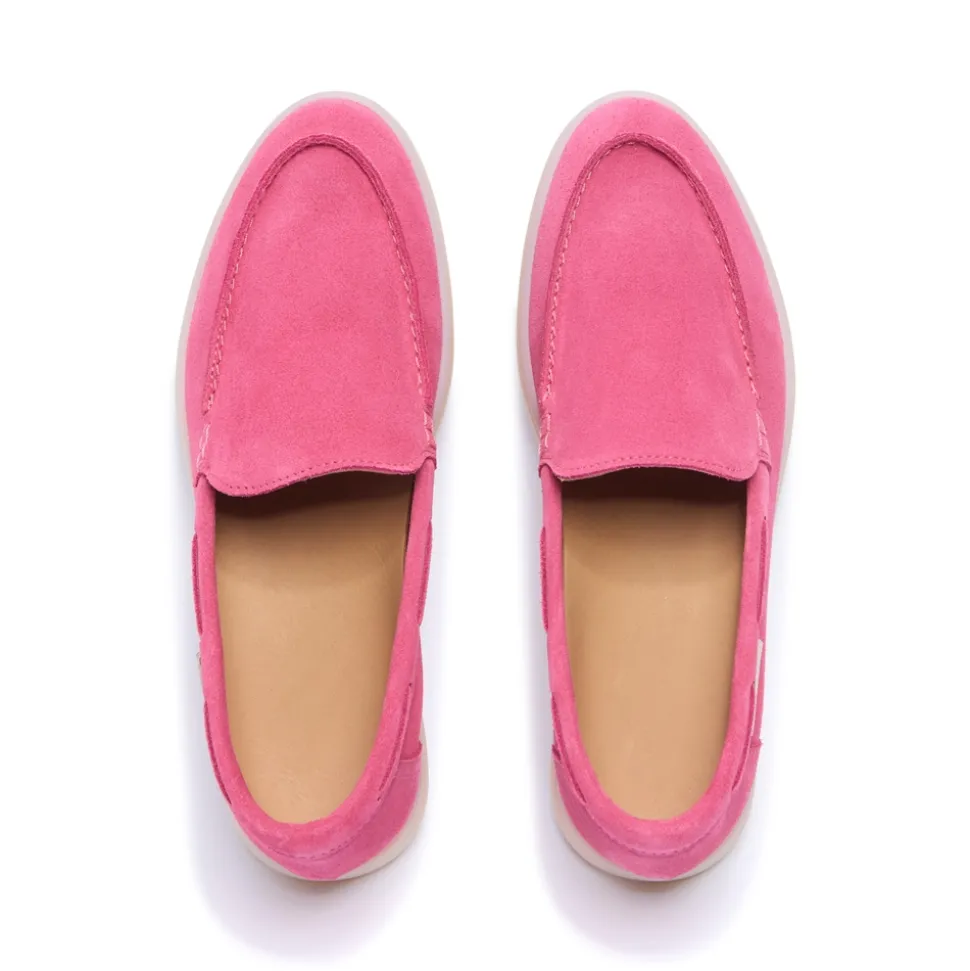Omilie Fuchsia Suede Slip-On Loafers