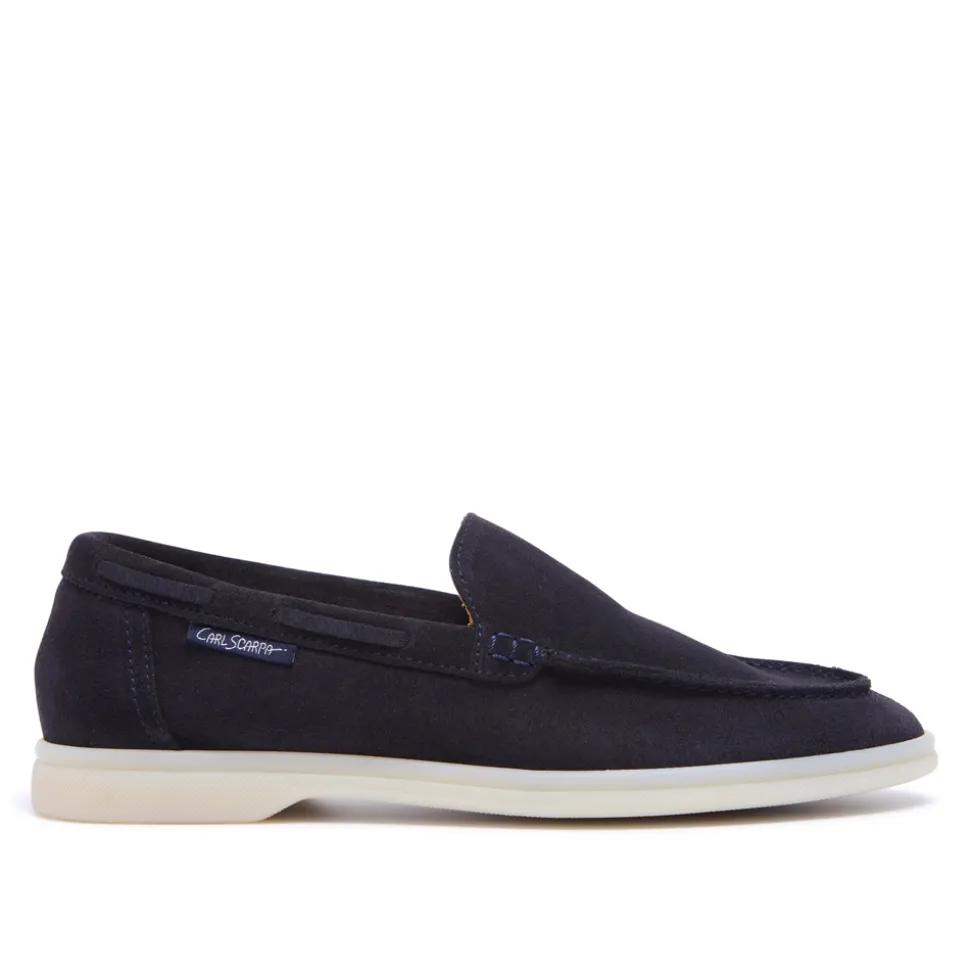 Omilie Navy Suede Slip-On Loafers