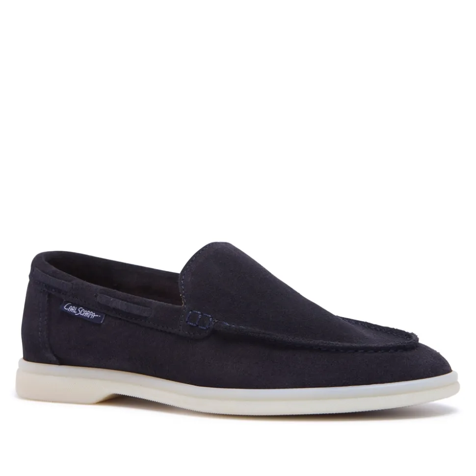 Omilie Navy Suede Slip-On Loafers