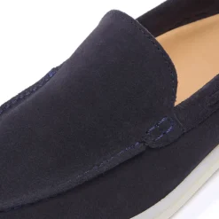 Omilie Navy Suede Slip-On Loafers