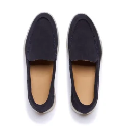 Omilie Navy Suede Slip-On Loafers
