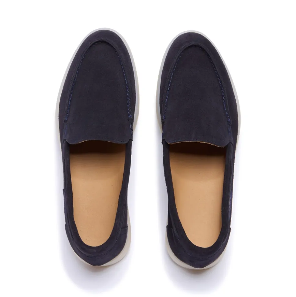 Omilie Navy Suede Slip-On Loafers