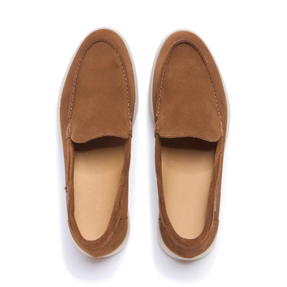 Omilie Tan Suede Slip-On Loafers