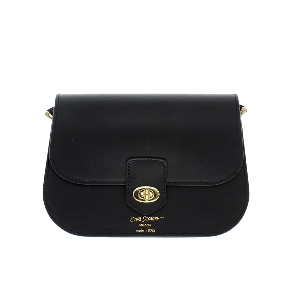 Orsina Black Italian Leather Shoulder Bag
