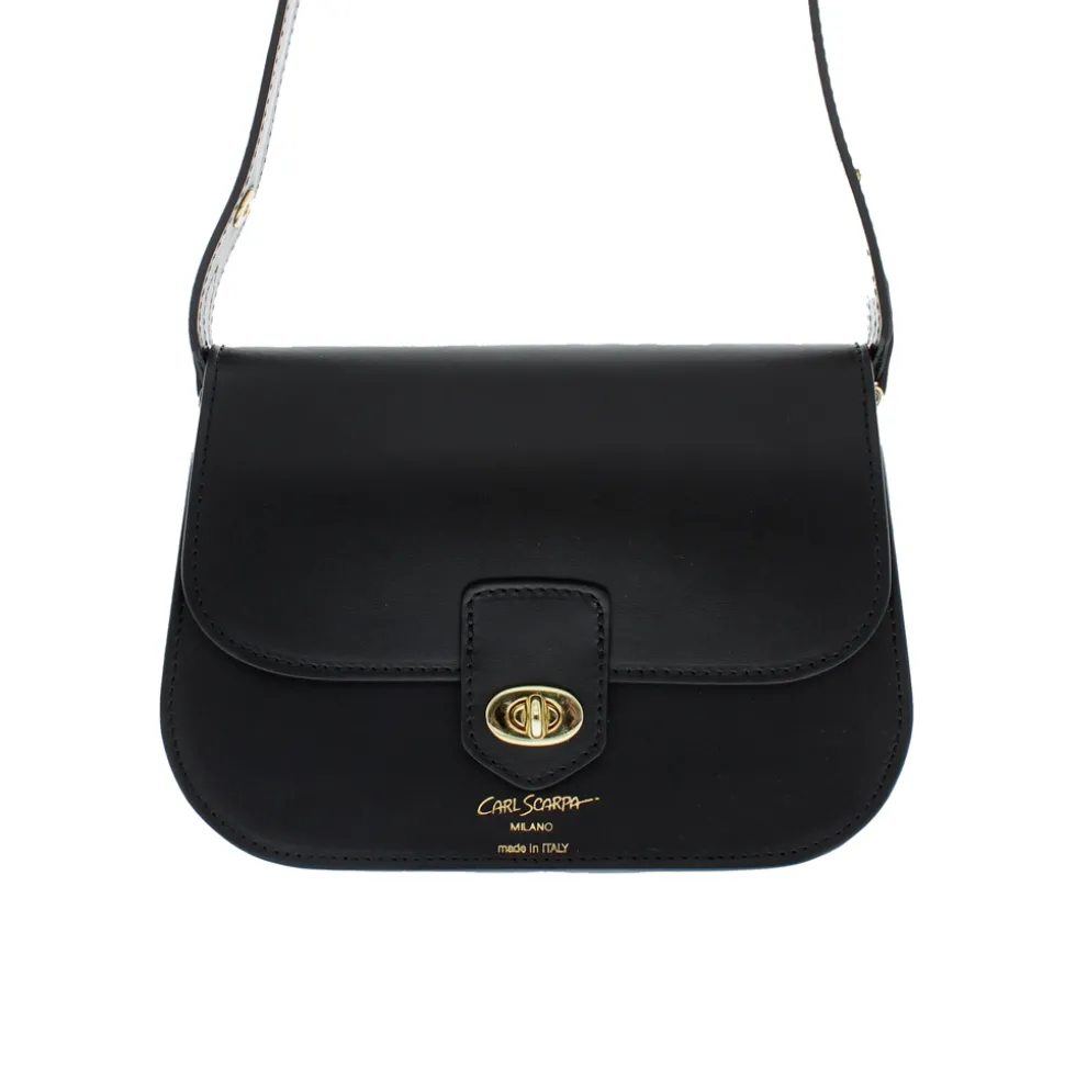 Orsina Black Italian Leather Shoulder Bag
