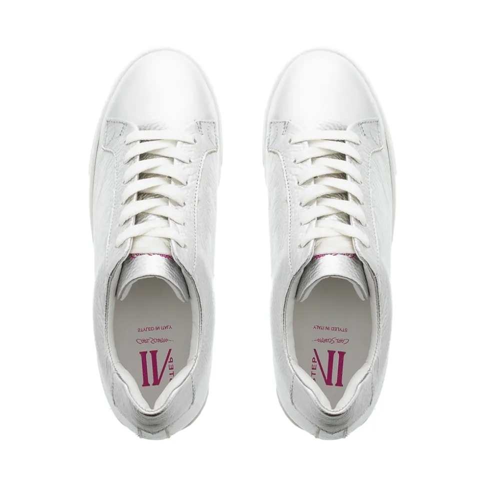 Padova Silver Leather Platform Trainers