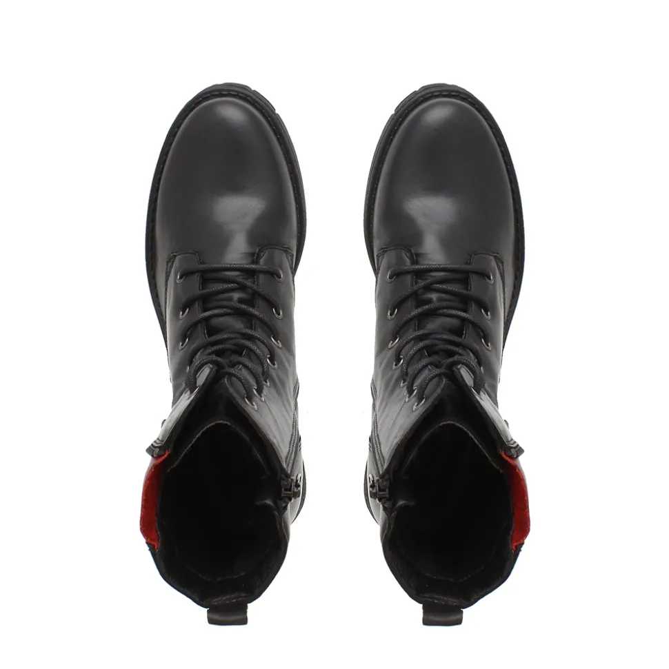 Paulette Black Lace-Up Ankle Boots
