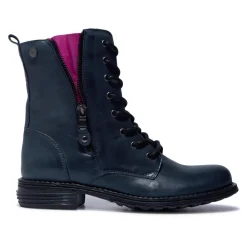 Paulette Navy Pink Leather Ankle Boots