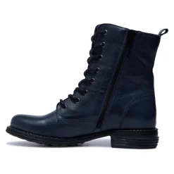 Paulette Navy Pink Leather Ankle Boots