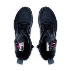 Paulette Navy Pink Leather Ankle Boots