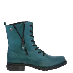 Paulette Teal Lace-Up Ankle Boots