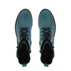 Paulette Teal Lace-Up Ankle Boots