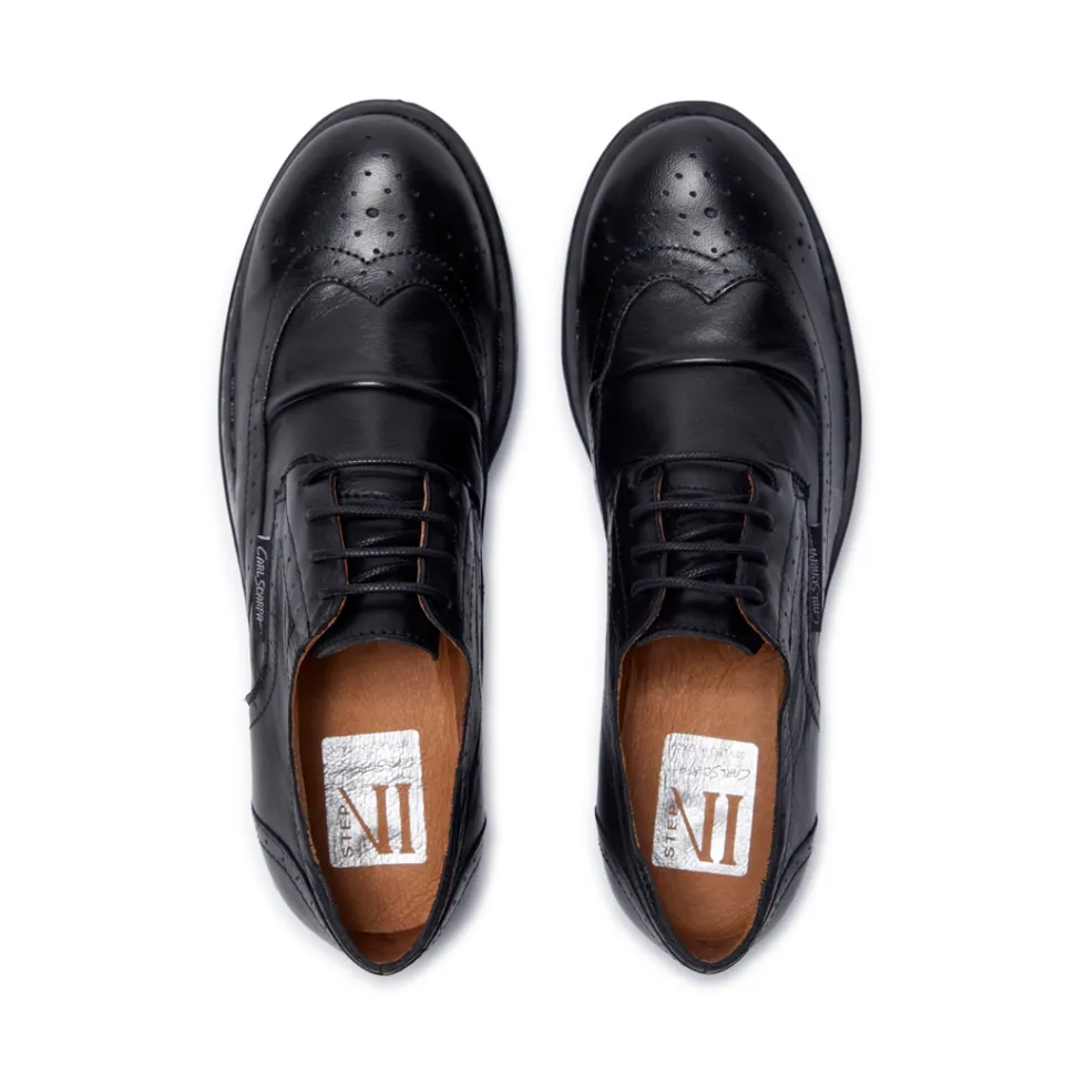 Perla Black Leather Loafers